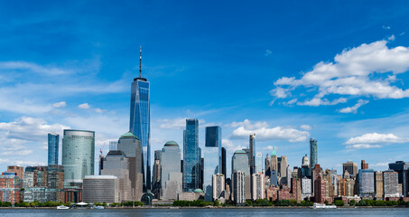 New York, NYC United States. View of New York city skyline in Midtown Manhattan. USA, NYC, NY, Manhattan. American financial capital city. Lower Manhattan skyline. New York from New Jersey. Downtown