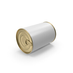 Tin Can with Blank White Label and Pull Tab Lid Isolated on Transparent Background