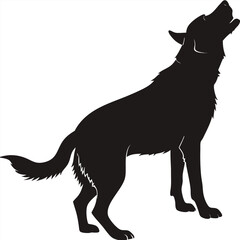 silhouette dog on white background