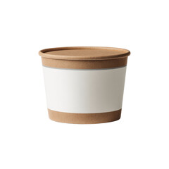 Eco-Friendly Paper Container for Food Storage with Brown Kraft Base and Smooth White Surface for Branding Options Transparent background or png
