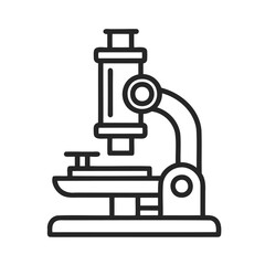Laboratory Outline Vector Icon – Microscope Symbol on White Background