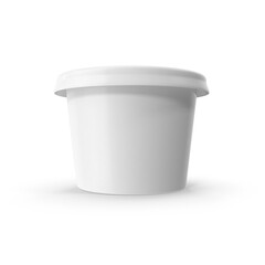 White Plastic Food Container with Lid Isolated on Transparent Background