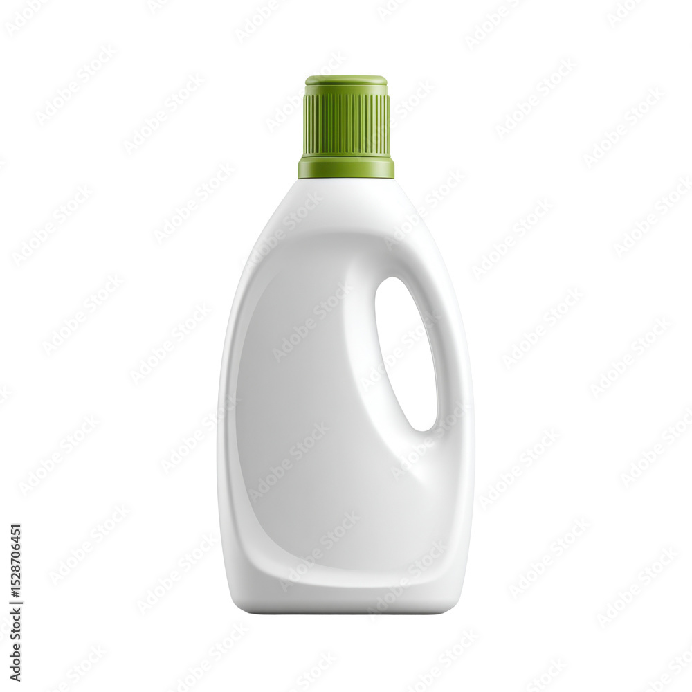 Poster clean and modern bottle for detergent or liquid soap with green cap and smooth surface design transp