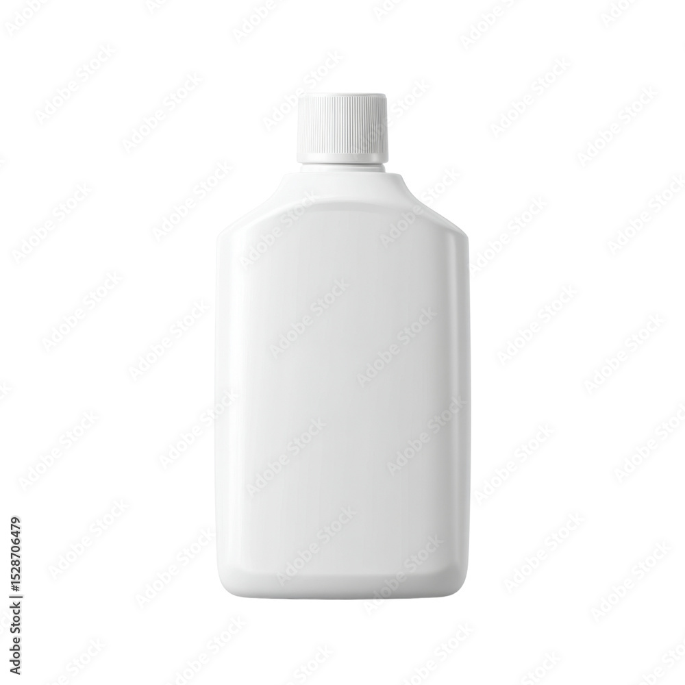 Poster blank white bottle container with a screw cap standing on a neutral background ready for custom bran