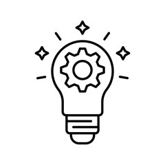 Vector icon of innovation showing a glowing lightbulb and gears, symbolizing creative ideas and innovation. Perfect for educational and development materials, etc. 