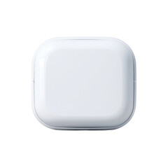 Minimalist Design White Wireless Earbud Charging Case on White Background for Technology and Audio Accessories Transparent background or png