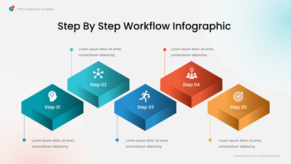 Step By Step Workflow Isometric Infographic