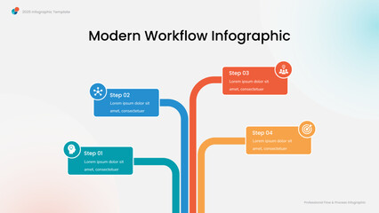 Modern Workflow Process Infographic Template