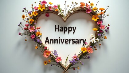 Happy Anniversary: Floral Heart Greeting Card