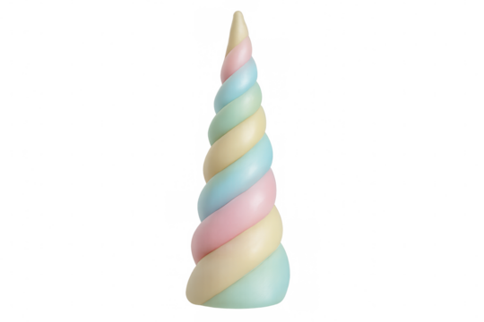Pastel-colored unicorn horn featuring a transparent background, enhancing fantasy projects with a whimsical and magical touch