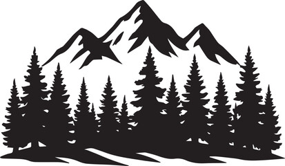 Mountain, Tree And Brids silhouette Vector | Minimalist & Trendy Mountain, Tree And Brids Silhouette Design | Unique & Stylish Mountain, Tree And Brids Artwork for Vector design