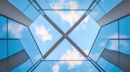 Modern Architecture Viewpoint with Blue Sky and Reflections