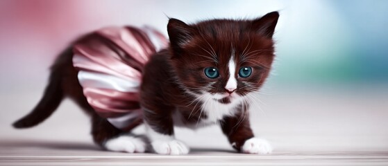 Adorable kitten wearing a tutu