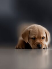 Adorable puppy resting on floor