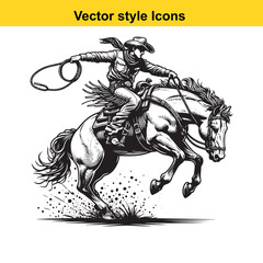 Western Culture Traditions – Cowboy, Cowgirl, Horse, and Frontier Lifestyle Illustration

