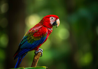 Obraz premium macaw parrot perched on a leafy branch