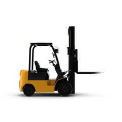 Industrial Forklift Side Angle View Isolated on Transparent Background