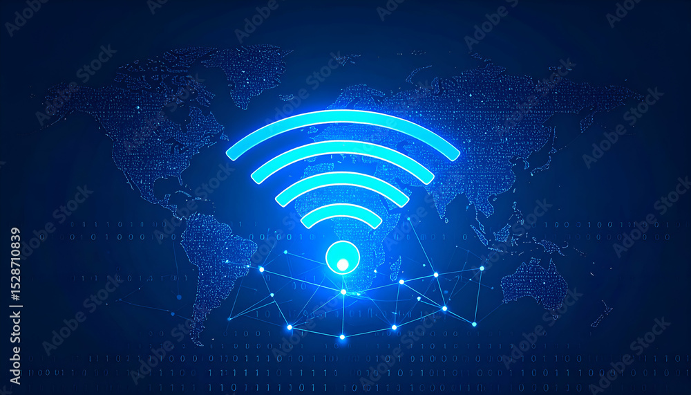 Poster global network connection abstract digital wifi background