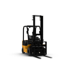 Industrial Forklift Truck Front View Isolated on Transparent Background