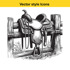 Western Culture Traditions – Cowboy, Cowgirl, Horse, and Frontier Lifestyle Illustration

