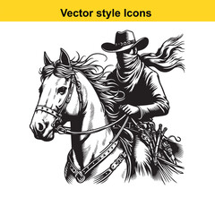 Fototapeta premium Western Culture Traditions – Cowboy, Cowgirl, Horse, and Frontier Lifestyle Illustration