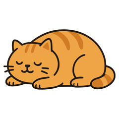 cute fat cat sleeping pet animal flat color vector illustration template design