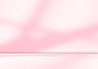 Pink background studio room abstract shadow overlay on wall floor, light gradient window loft minimal for presentation product cosmetic, podium card promotion, pastel pattern beige backdrop.