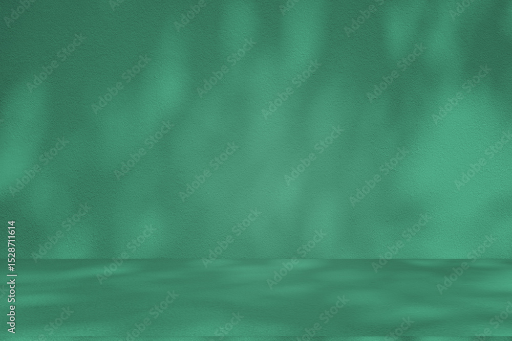 Aufkleber wall interior background, studio and backdrops show products. with leaf shadow leaf from window colo
