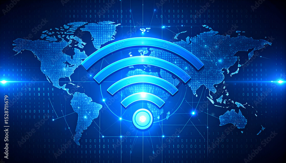 Poster global network connectivity abstract digital wifi background
