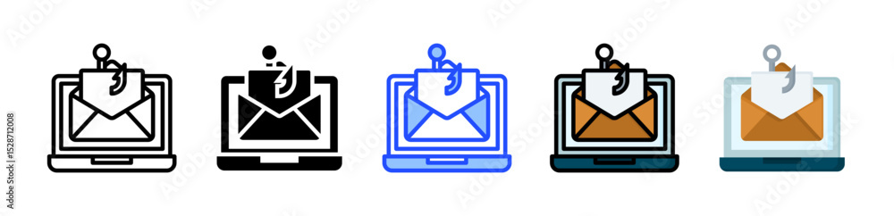 Poster phishing icon collection with multiple styles