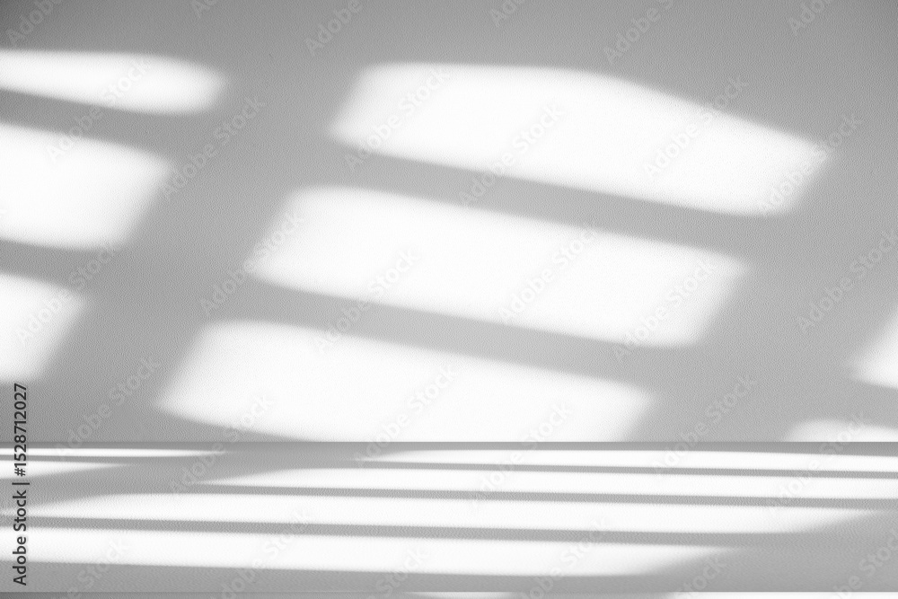 Aufkleber Wall interior background, studio and backdrops show products.with shadow from window color white and grey. background for text insertion and presentation product	
