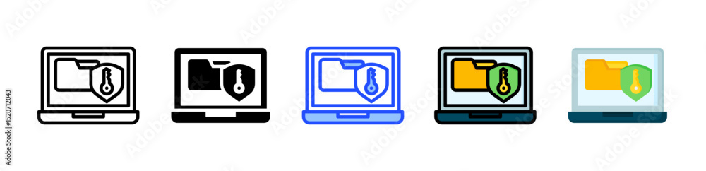 Poster data protection icon collection with multiple styles