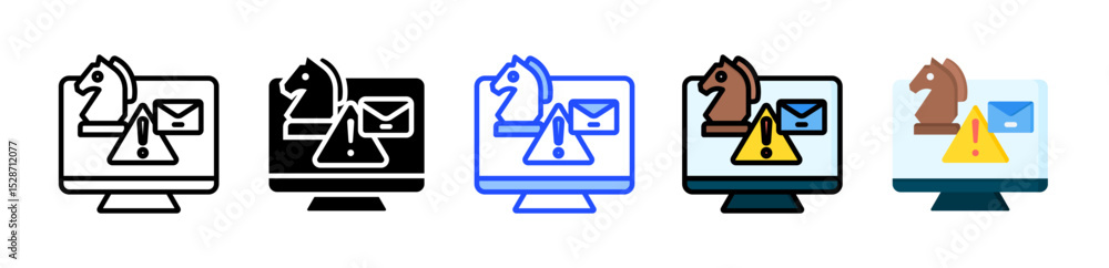 Poster trojan icon collection with multiple styles