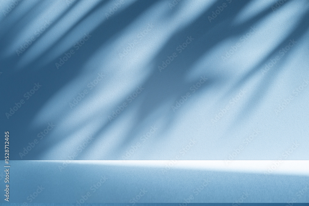 Poster wall interior background, studio and backdrops show products.with shadow from window color white and