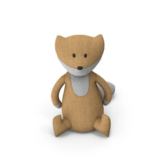 Stuffed Toy Fox Sitting Isolated on Transparent Background