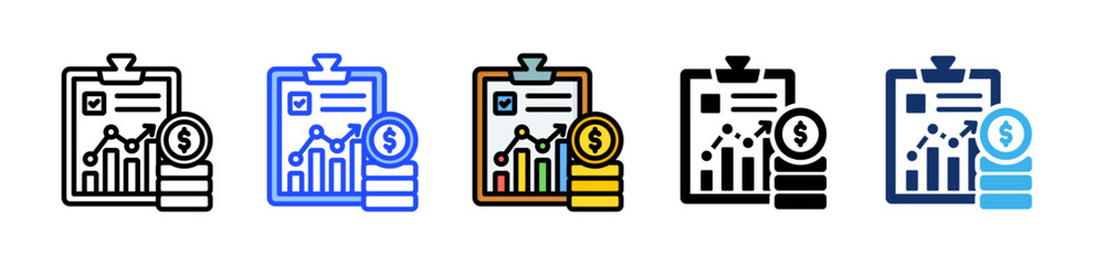 Financial Planning Icon Collection With Multiple Styles