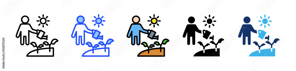 Poster gardening icon collection with multiple styles