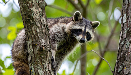 Raccoon on tree