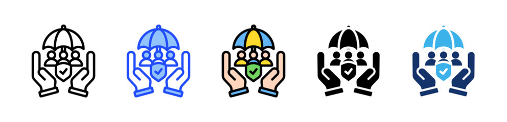 Social Security Icon Collection With Multiple Styles