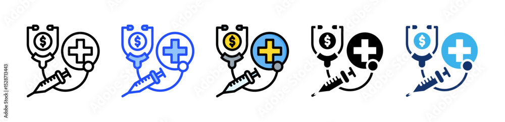 Poster healthcare cost icon collection with multiple styles