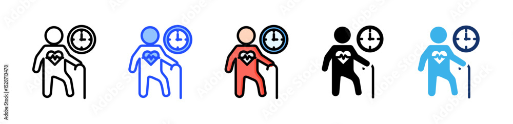 Poster life expectancy icon collection with multiple styles