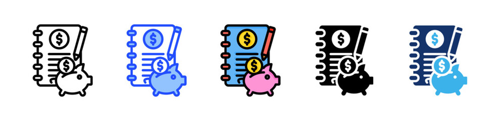 Savings Plan Icon Collection With Multiple Styles