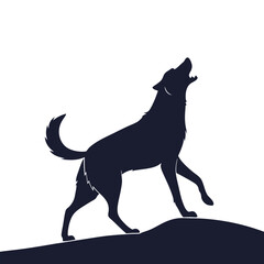 silhouette dog on white background