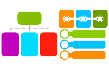Infographic for business promotion with colorful diagram of blank boxes and circles.