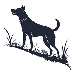 silhouette dog on white background