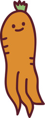 変形して規格外の可愛いにんじんのイラスト