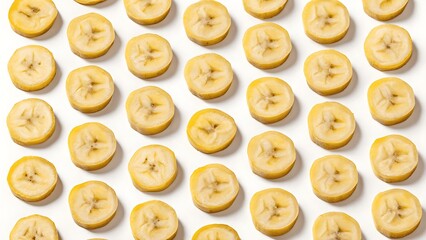 Obraz premium Pattern of Slice Banana, Single Banana, Fruit Pattern, Healthy Fruit, Fruit Slice