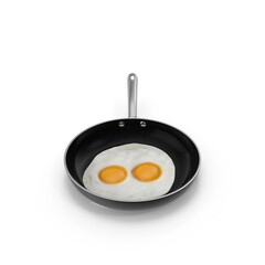 Fried Eggs in a Pan Isolated on Transparent Background
