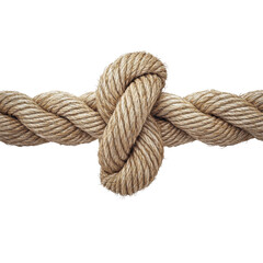 Fototapeta premium Detailed Shot of a Nautical Rope Knot against a Clean White Background