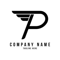 Modern Letter P Logo vector design with Wings, suitable for automotive brands